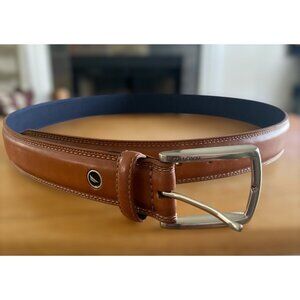 Nautica Mens Double Stitch Leather Belt Size 40 Cognac